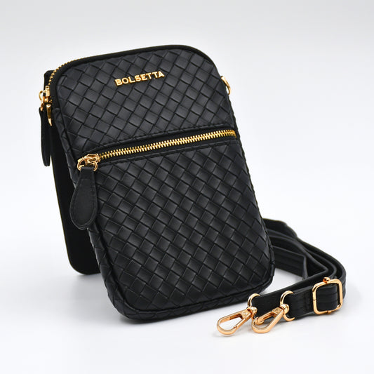 Bolsetta™ Braided Faux Leather RFID Blocking Snap-On Magnetic Hip Pouch w/ Strap