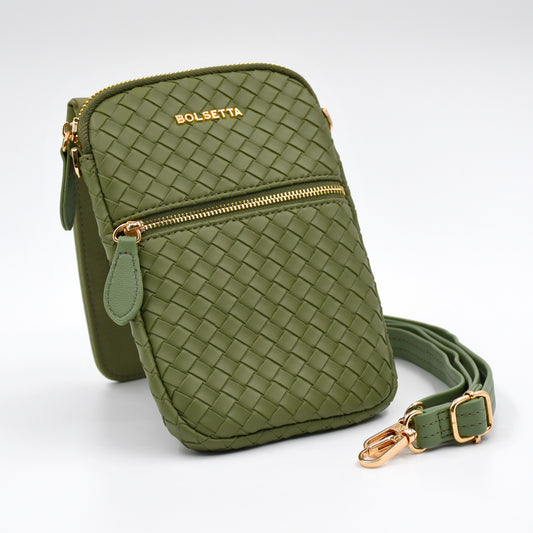 Bolsetta™ Braided Faux Leather RFID Blocking Snap-On Magnetic Hip Pouch w/ Strap