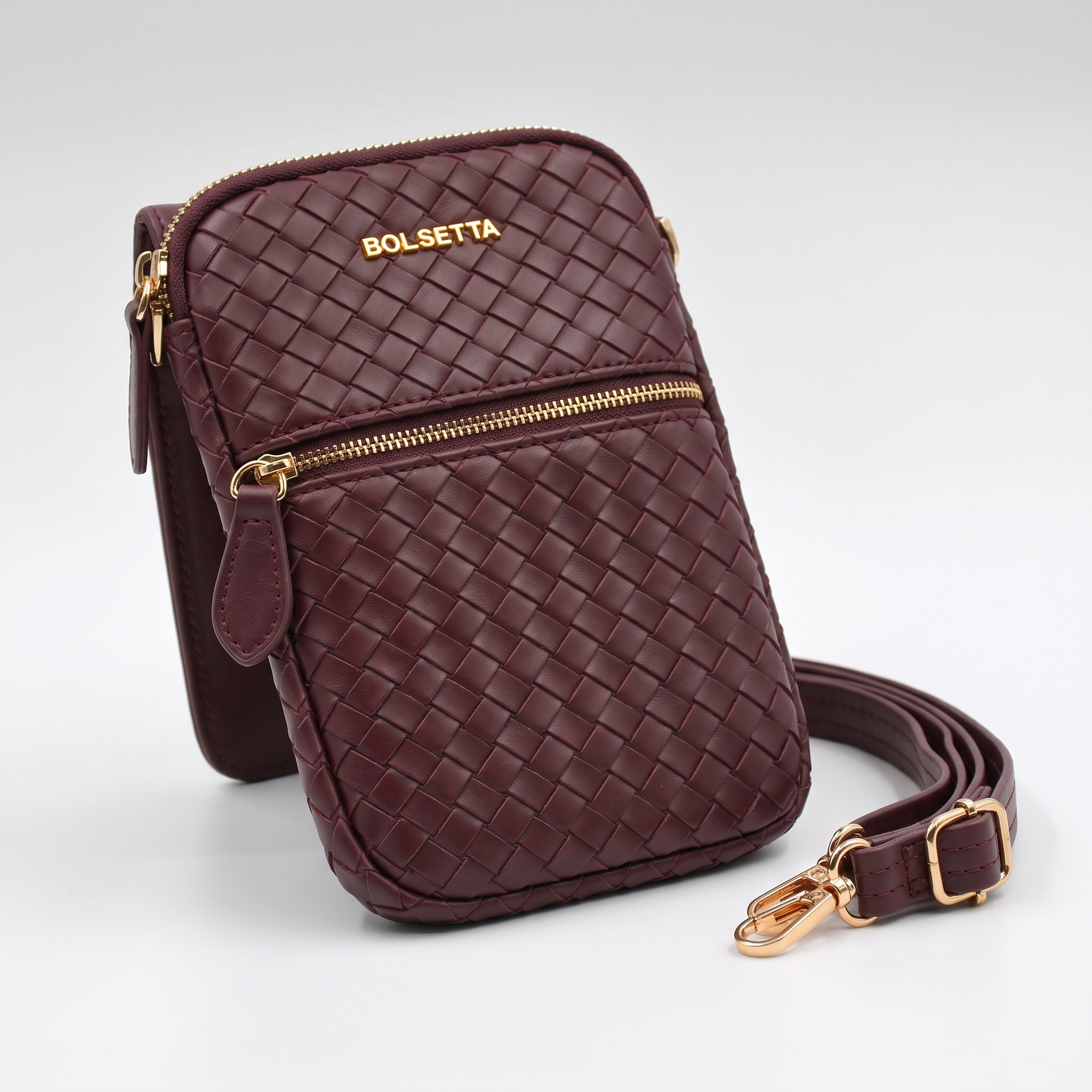 Bolsetta™ Braided Faux Leather RFID Blocking Snap-On Magnetic Hip Pouch w/ Strap